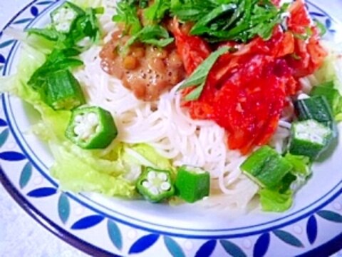 野菜たっぷり　　ぶっかけサラダ素麺